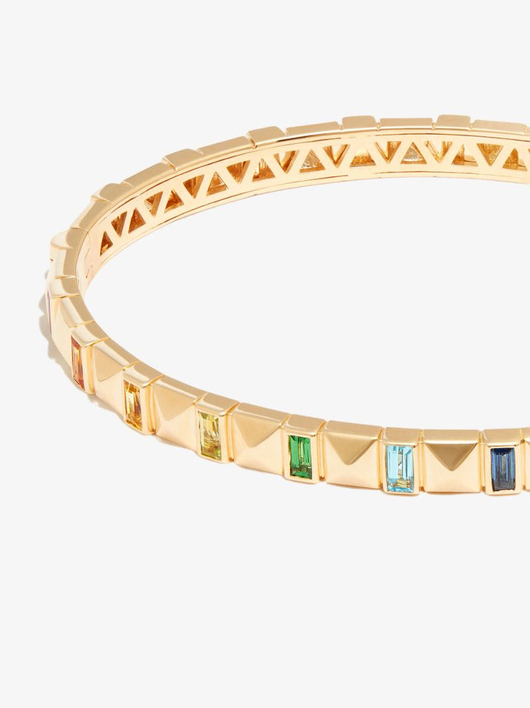 18k Yellow Gold Pyramid Multi-stone Bangle Bracelet