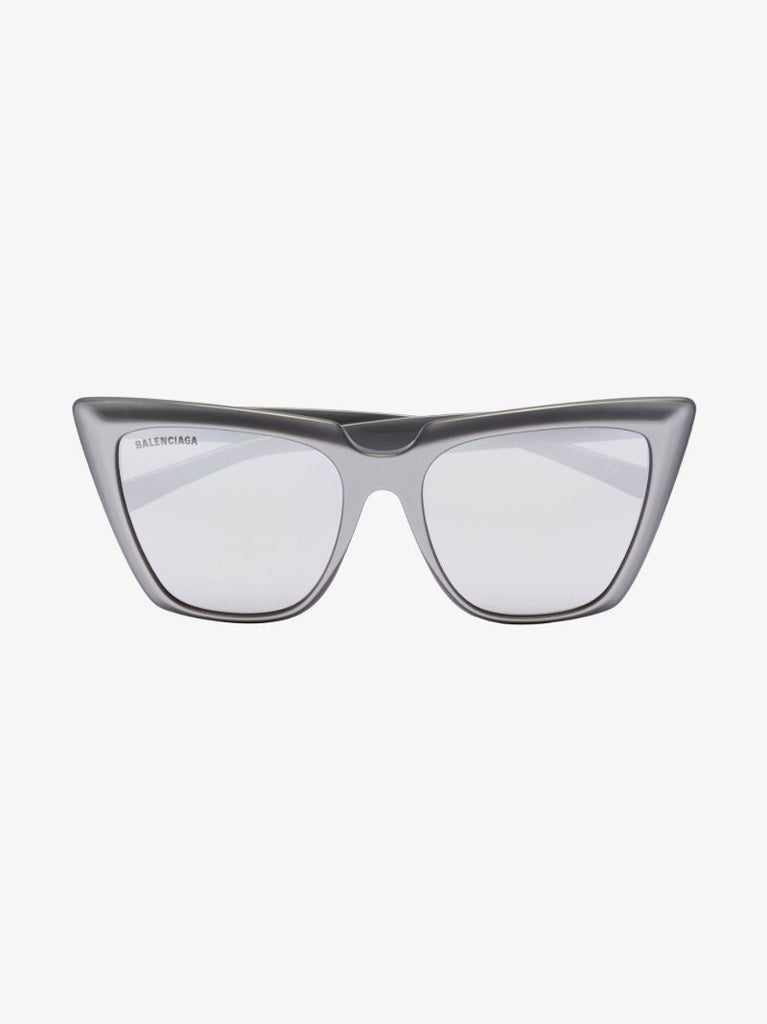 Silver Tone Mirrored Cat Eye Sunglasses