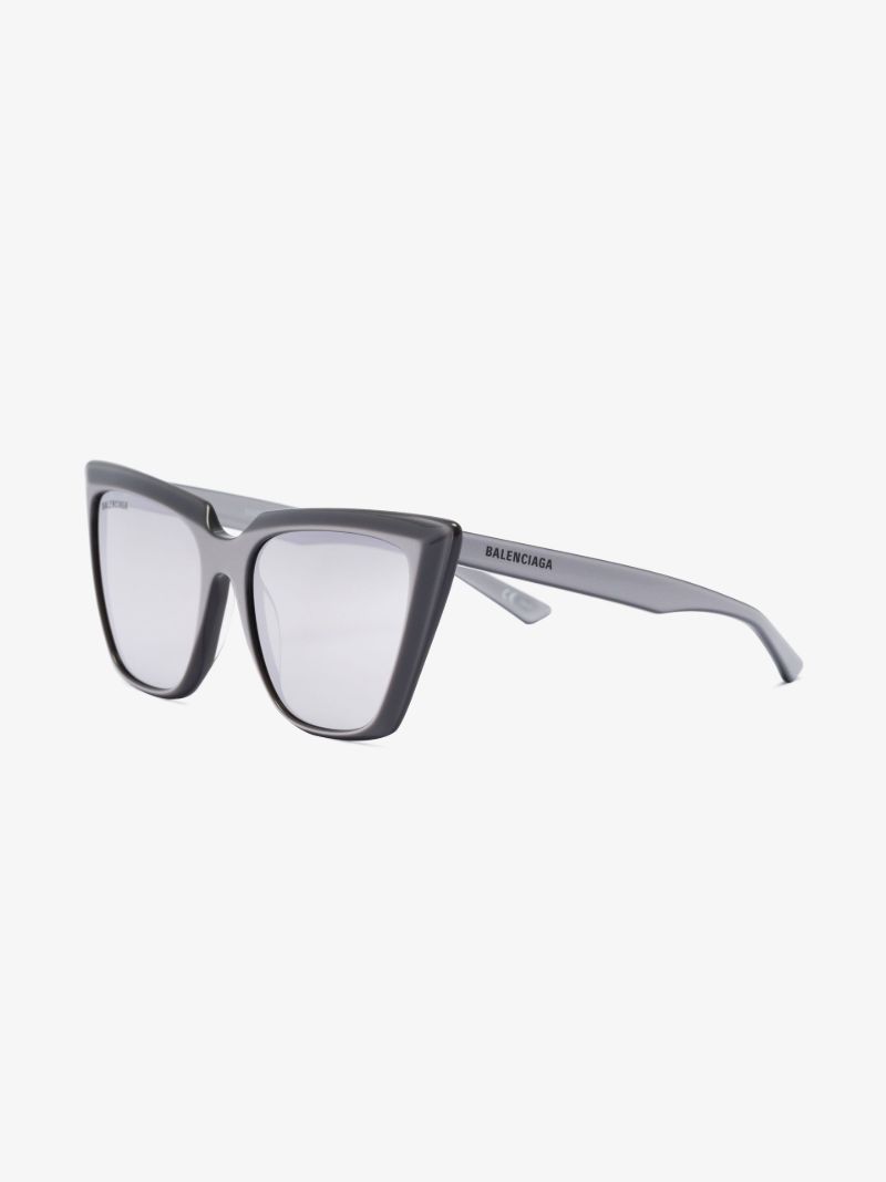 Silver Tone Mirrored Cat Eye Sunglasses