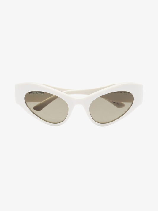 White Logo Embellished Cat Eye Sunglasses
