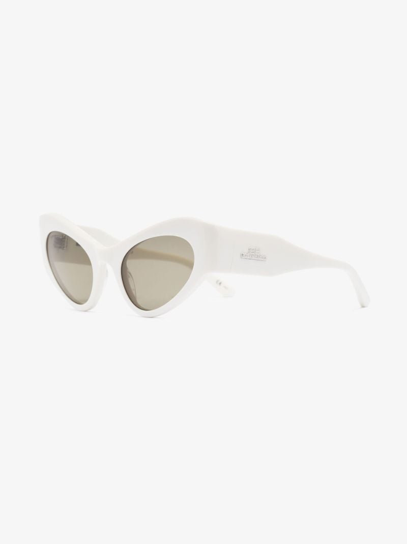 White Logo Embellished Cat Eye Sunglasses