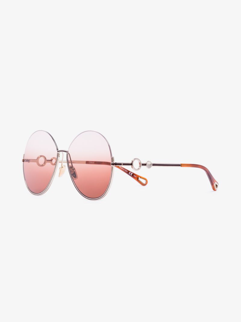Gold Tone Sofya Round Sunglasses