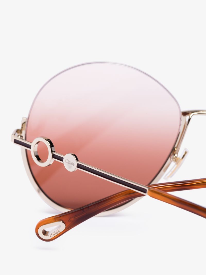 Gold Tone Sofya Round Sunglasses