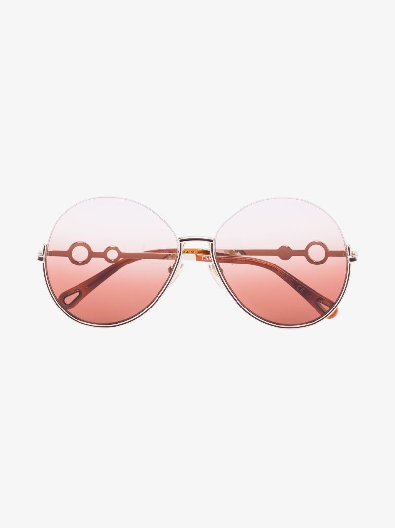 Gold Tone Sofya Round Sunglasses