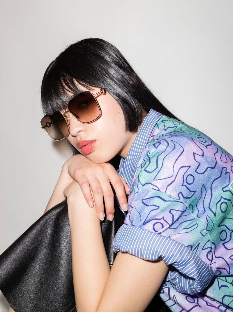 Gold Tone Sofya Square Sunglasses