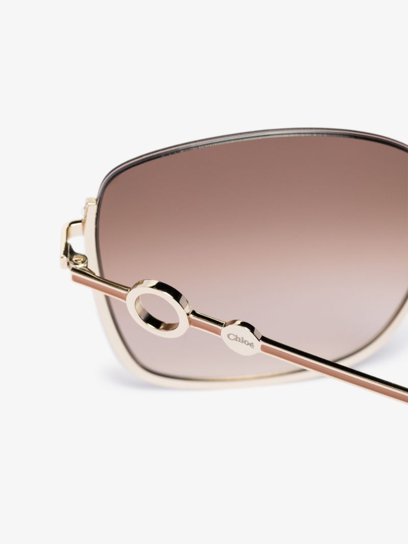 Gold Tone Sofya Square Sunglasses