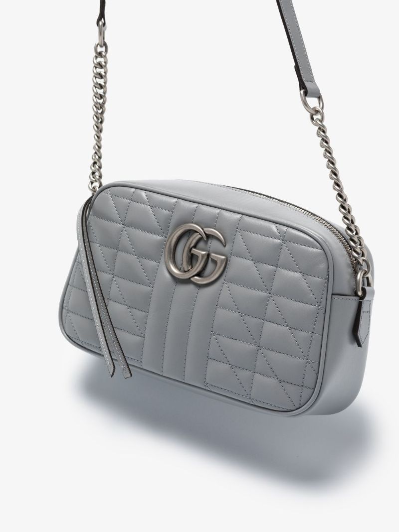 Grey Gg Marmont Small Leather Camera Bag