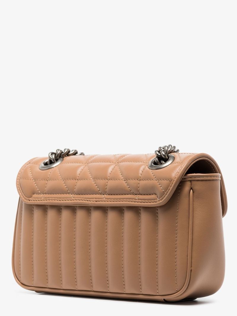 Neutral Gg Marmont Mini Leather Shoulder Bag