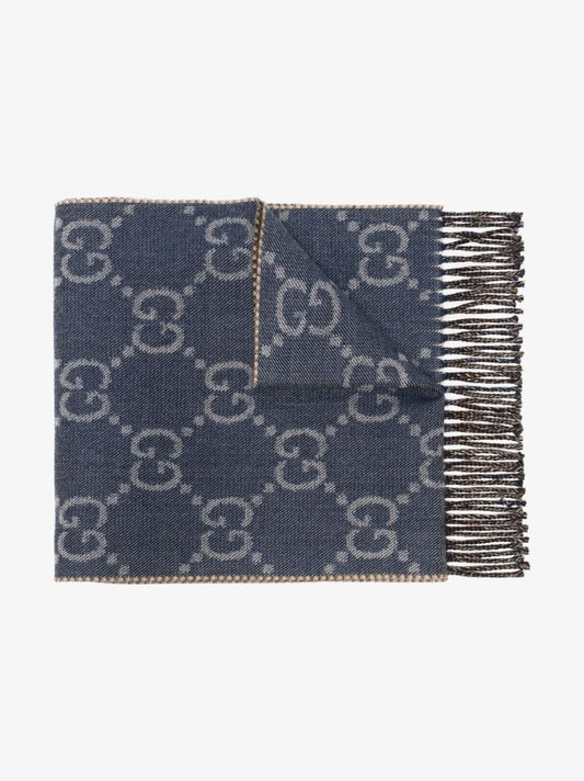 Blue Gg Supreme Wool Scarf