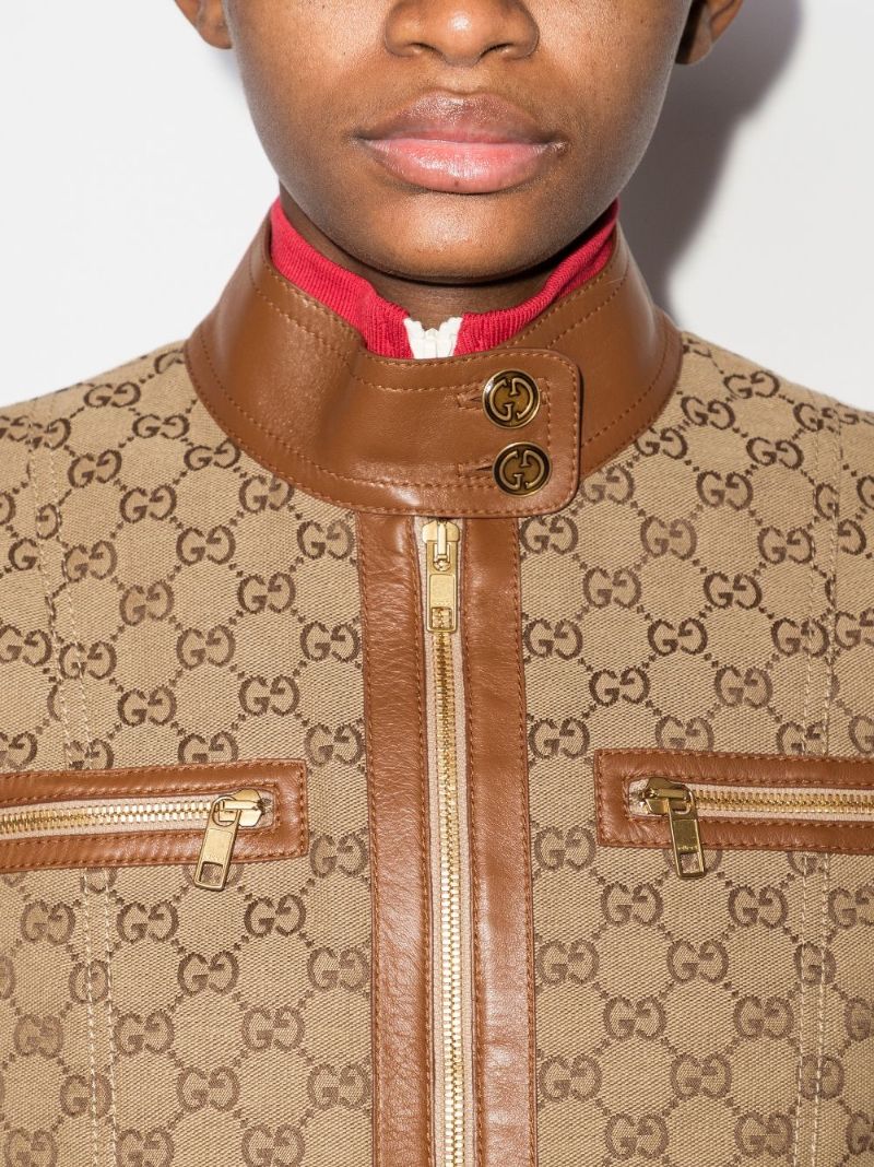 Brown Gg Supreme Biker Jacket