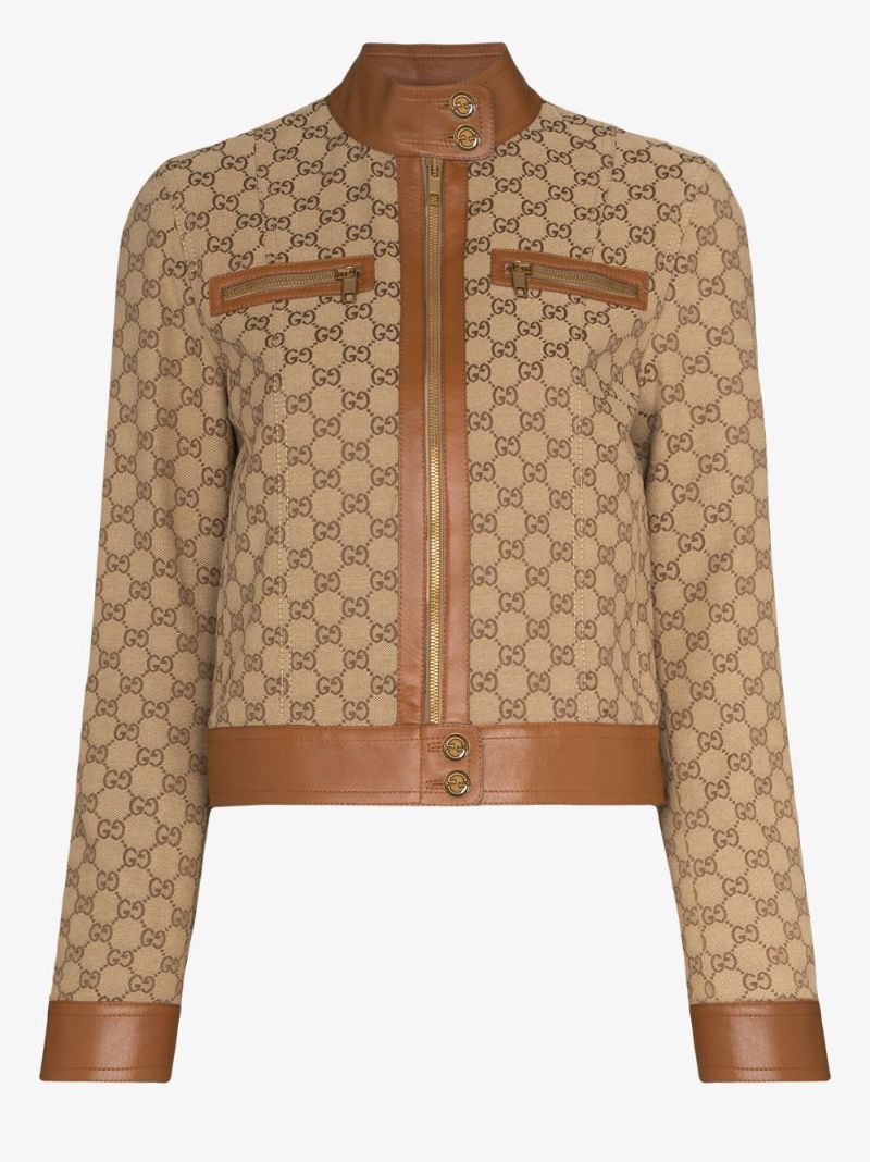 Brown Gg Supreme Biker Jacket