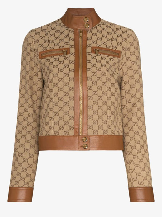 Brown Gg Supreme Biker Jacket