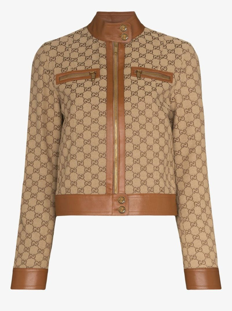Brown Gg Supreme Biker Jacket