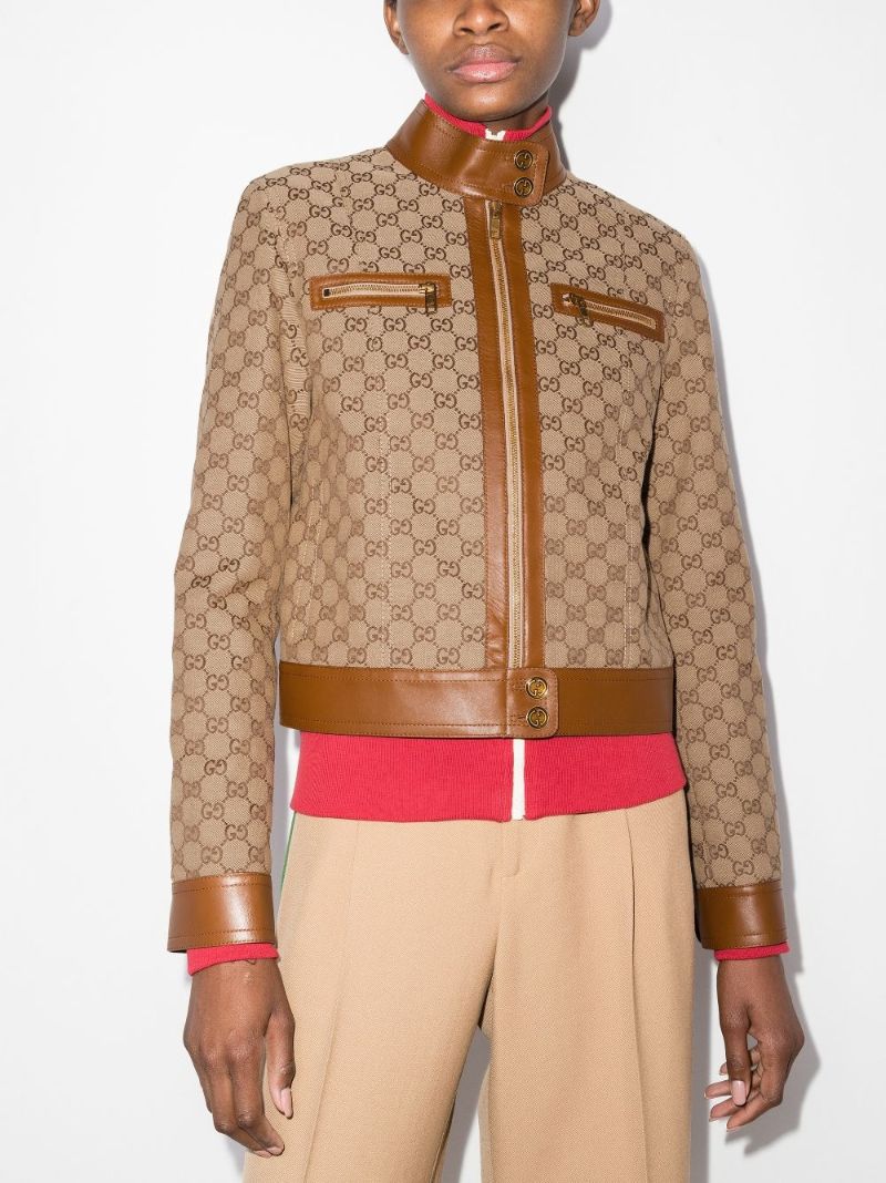 Brown Gg Supreme Biker Jacket