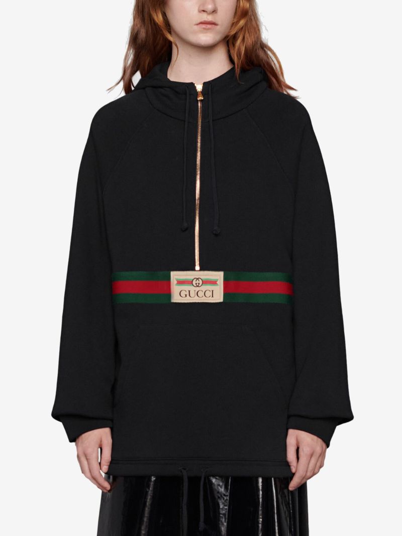 Blue Web Stripe Logo Hoodie