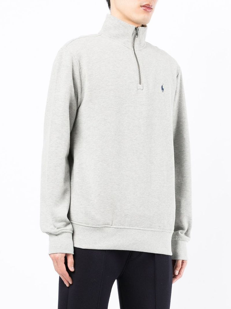 Grey Pony Embroidered Zip-up Sweatshirt