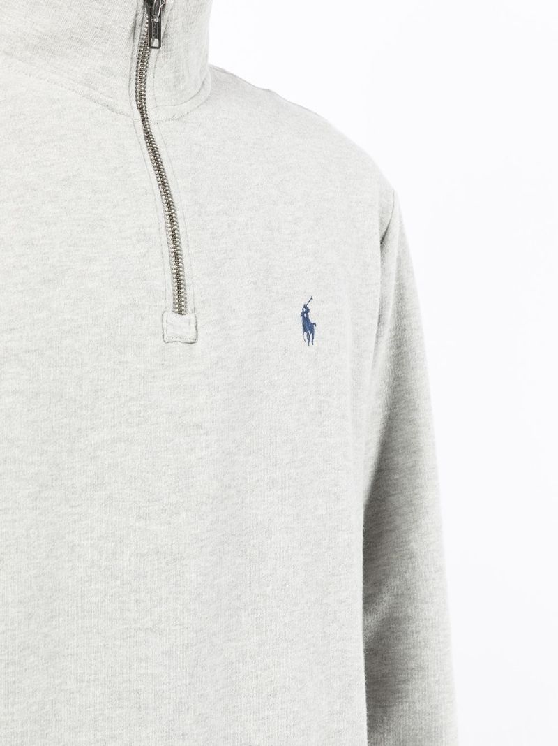 Grey Pony Embroidered Zip-up Sweatshirt
