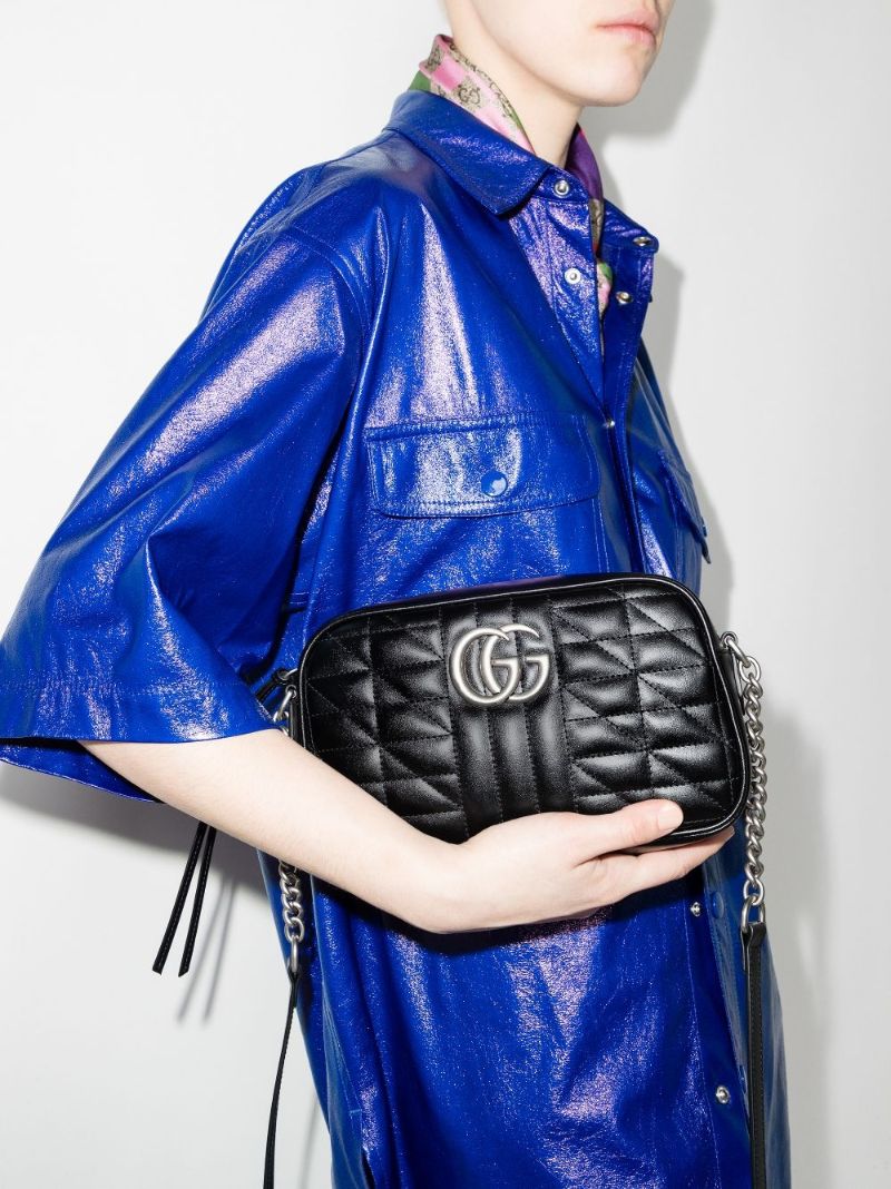 Black Gg Marmont Small Leather Shoulder Bag