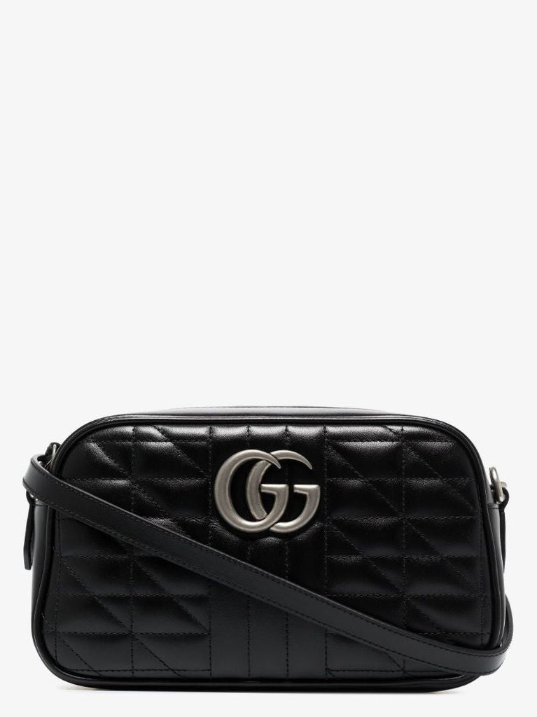 Black Gg Marmont Small Leather Shoulder Bag