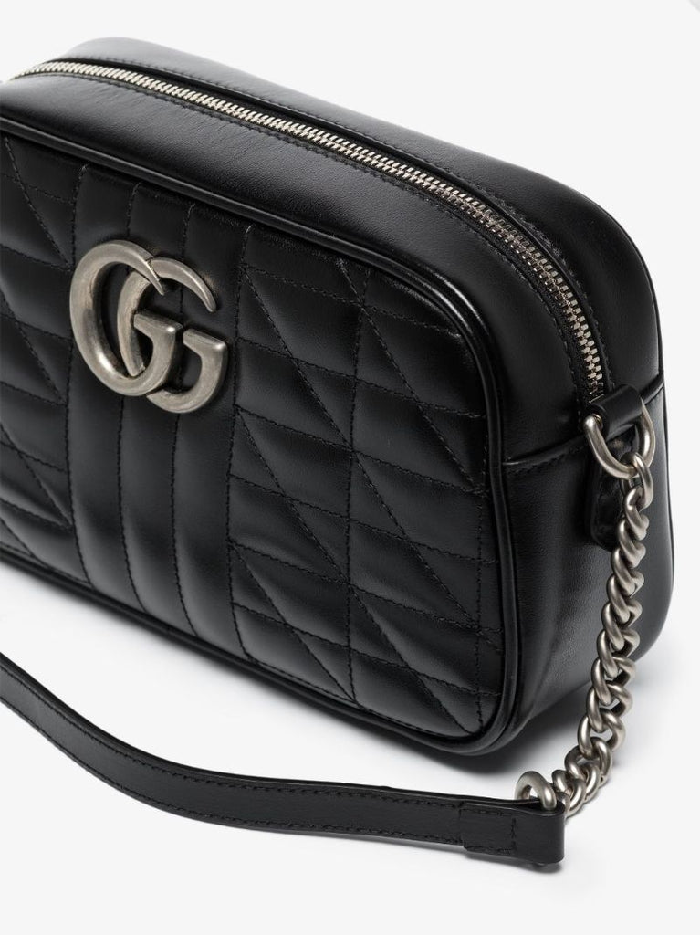 Black Gg Marmont Small Leather Shoulder Bag