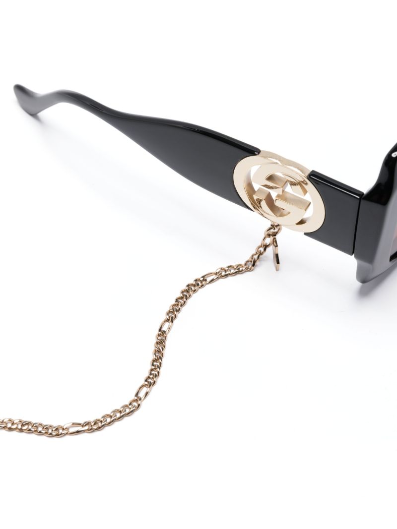 Black Square Frame Chain Sunglasses