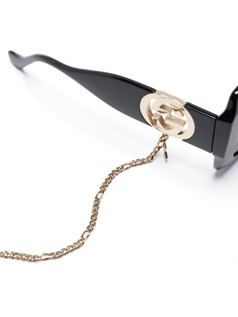 Black Square Frame Chain Sunglasses