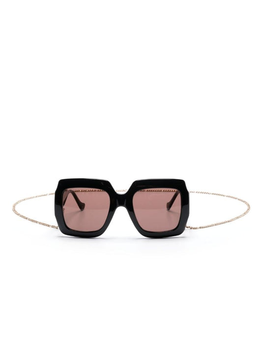 Black Square Frame Chain Sunglasses