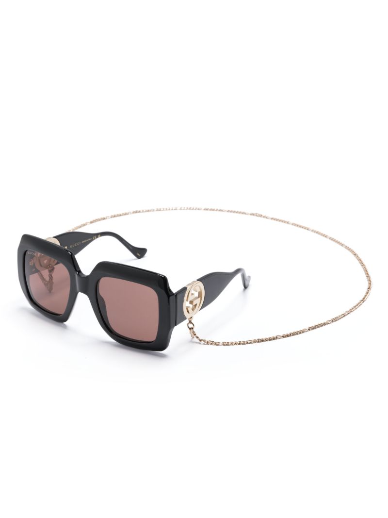 Black Square Frame Chain Sunglasses