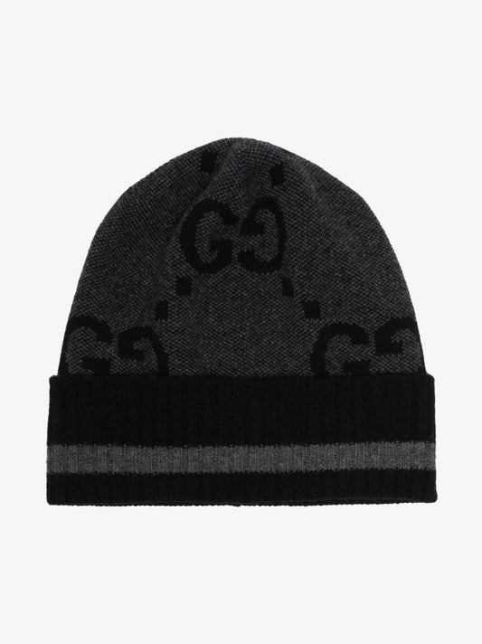 Black Gg Cashmere Beanie Hat