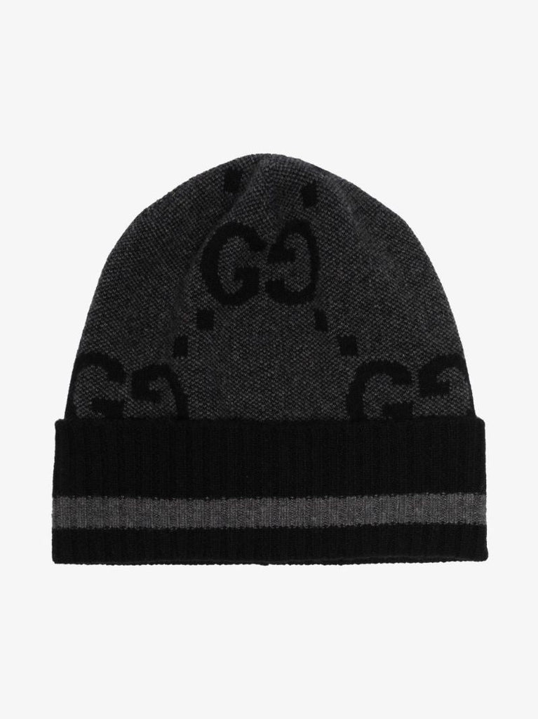 Black Gg Cashmere Beanie Hat