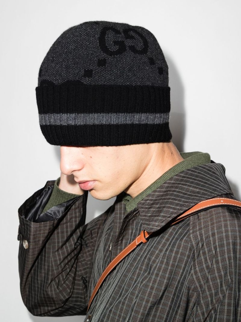 Black Gg Cashmere Beanie Hat