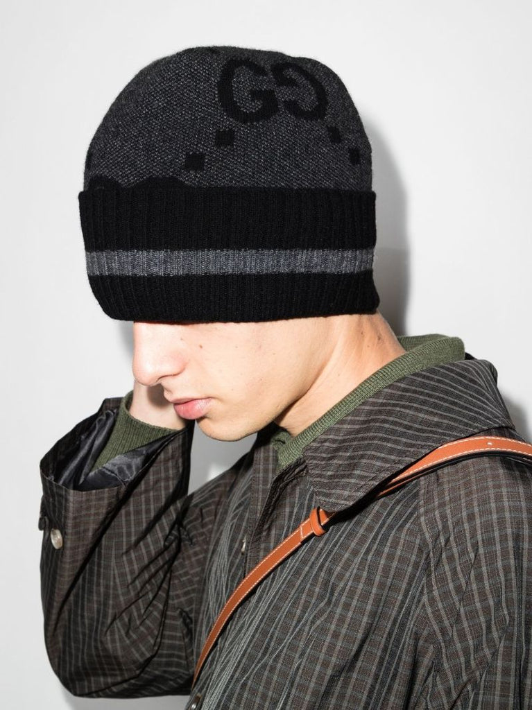 Black Gg Cashmere Beanie Hat