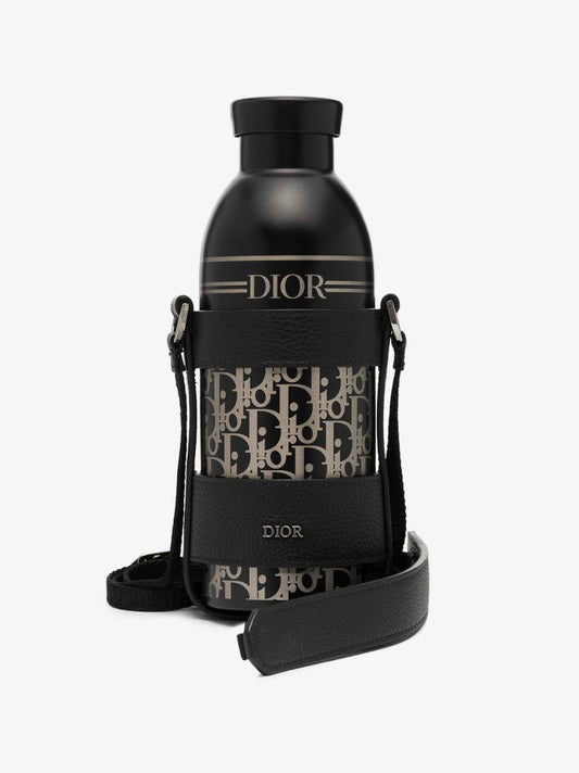 Black Oblique Strapped Water Bottle
