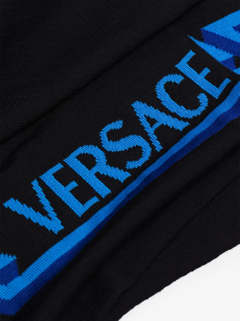 Black La Greca Logo Wool Scarf