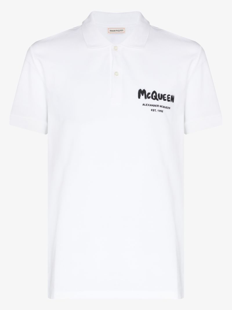 White Graffiti Logo Cotton Polo Shirt