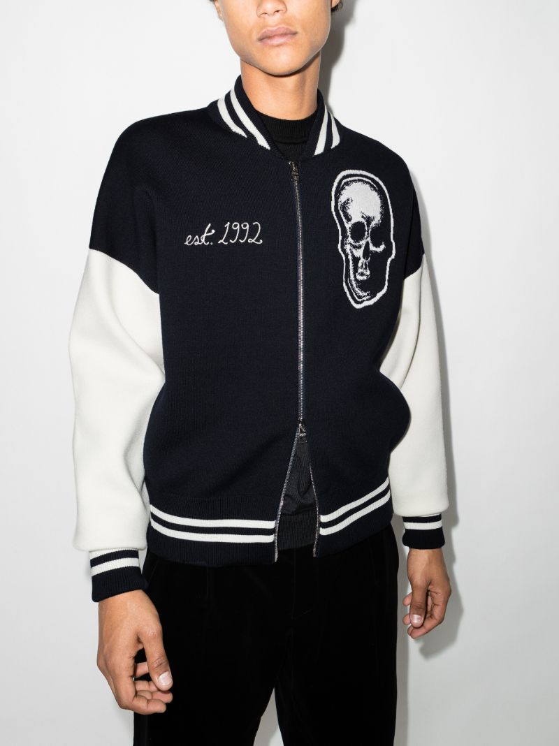 Embroidered Skull Bomber Jacket