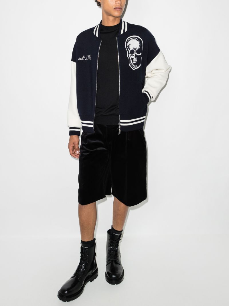 Embroidered Skull Bomber Jacket