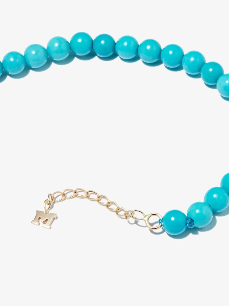14k Yellow Gold Turquoise Beaded Anklet