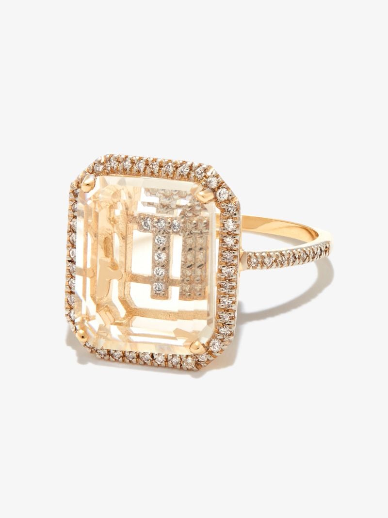 14k Yellow Gold T Initial Diamond Ring