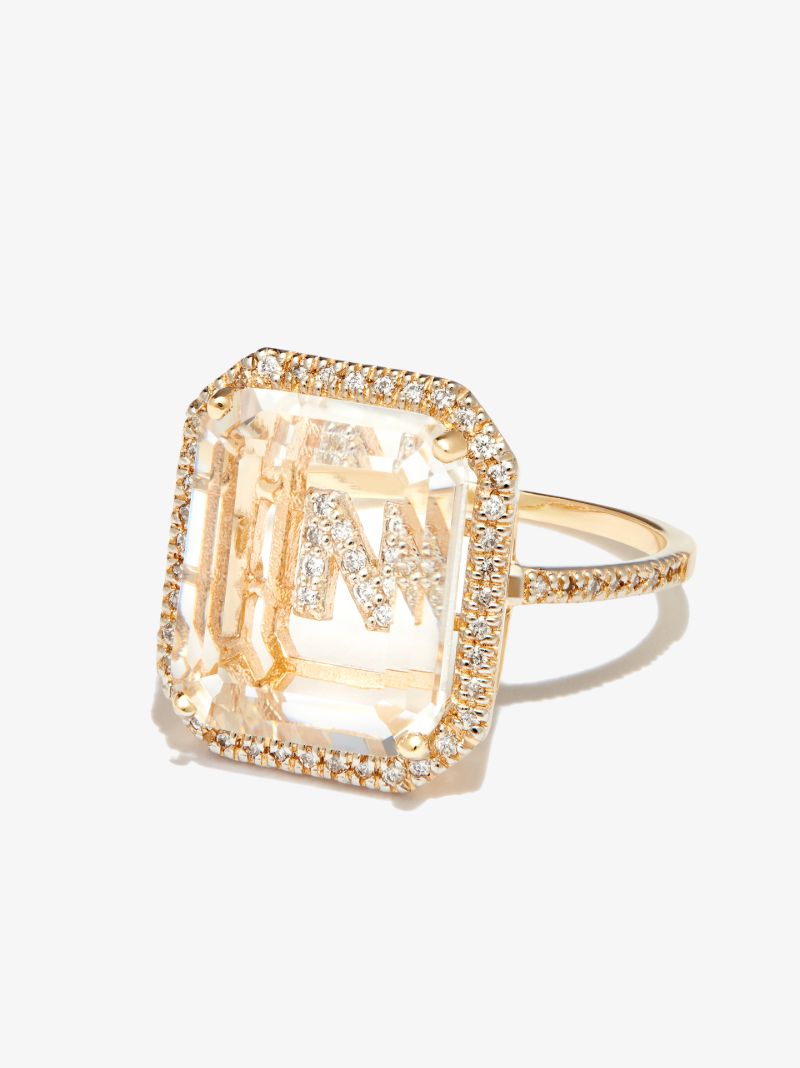 14k Yellow Gold N Initial Diamond Ring