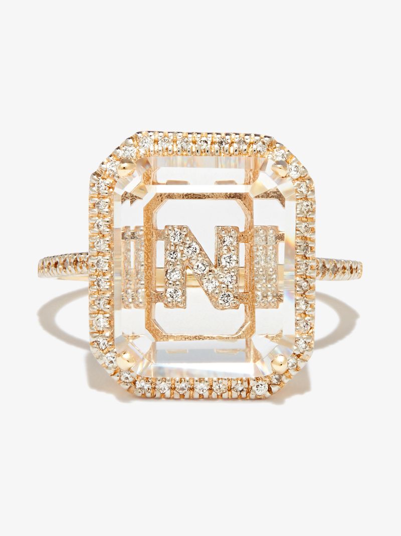 14k Yellow Gold N Initial Diamond Ring
