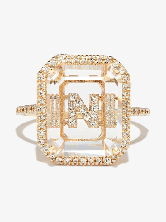 14k Yellow Gold N Initial Diamond Ring