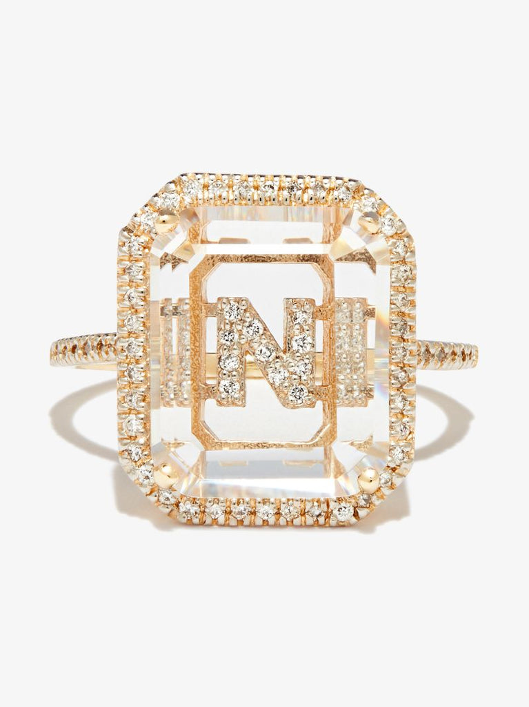 14k Yellow Gold N Initial Diamond Ring