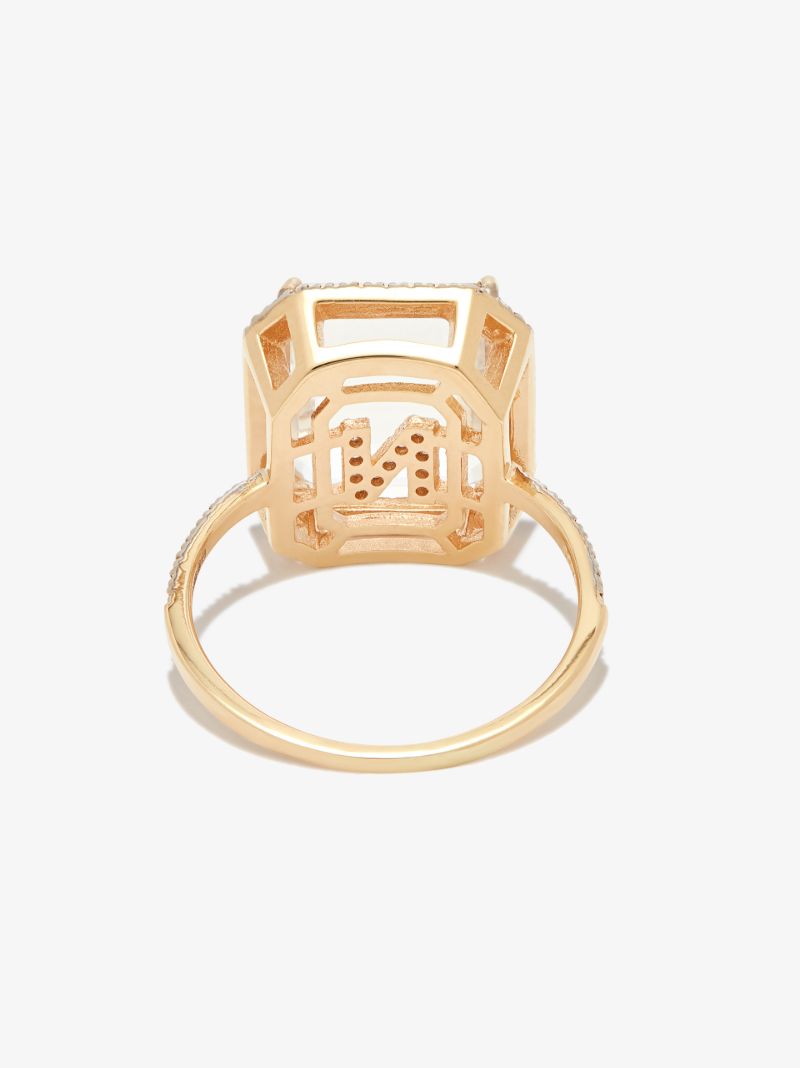 14k Yellow Gold N Initial Diamond Ring