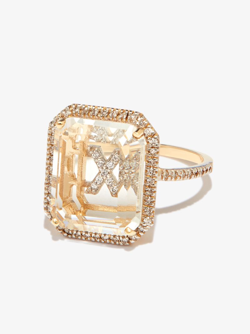 14k Yellow Gold X Initial Diamond Ring