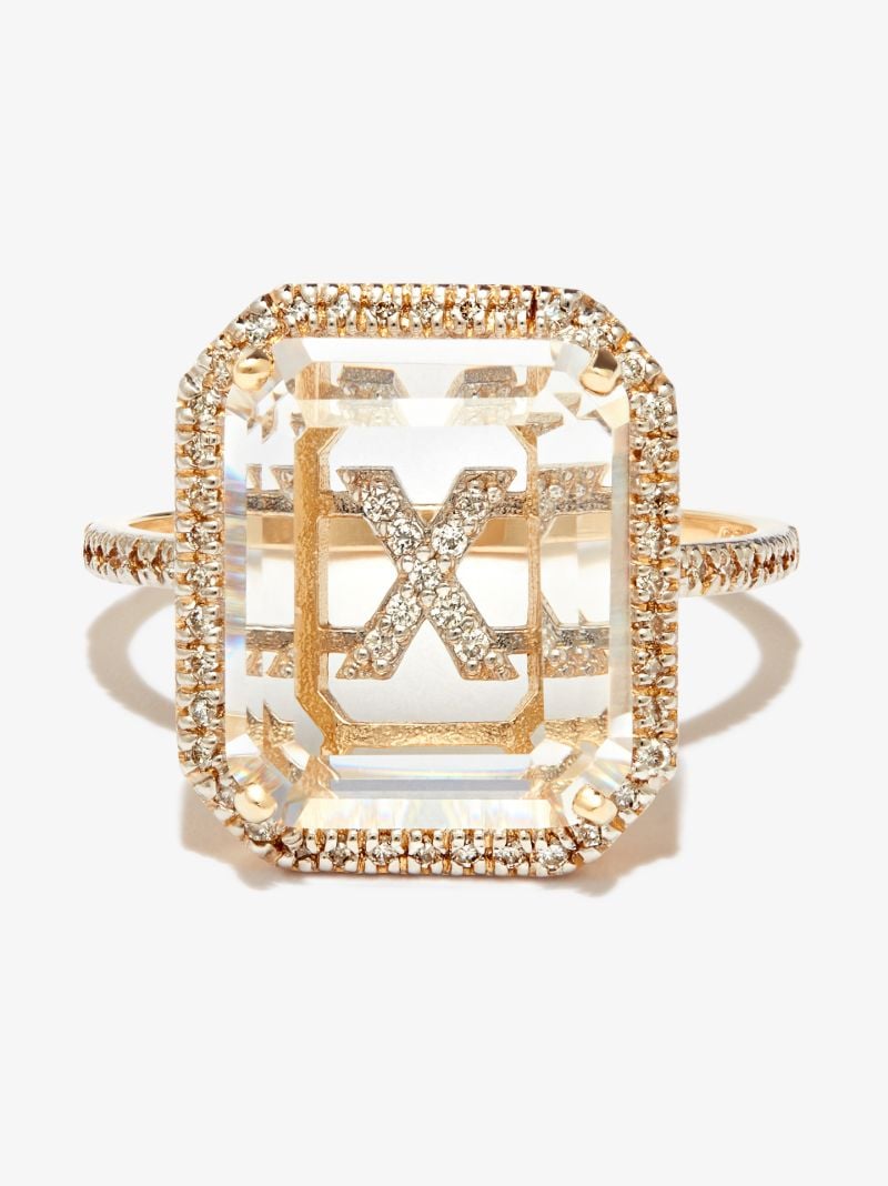 14k Yellow Gold X Initial Diamond Ring