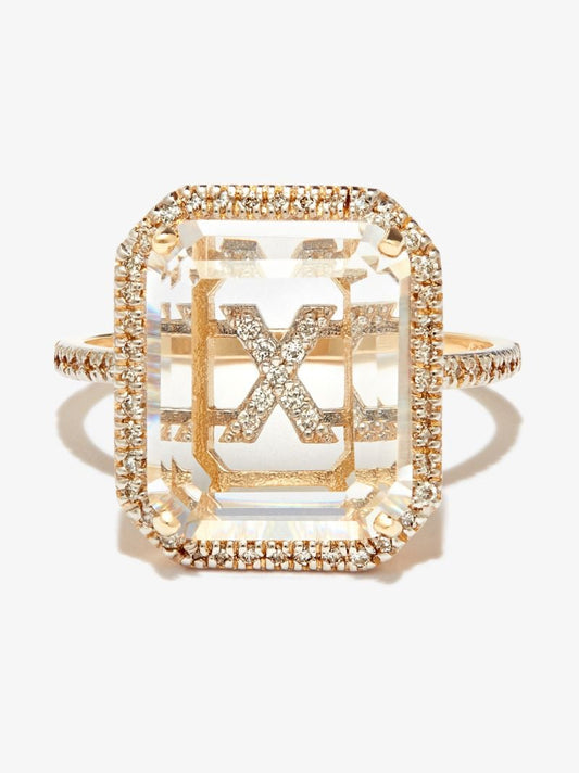 14k Yellow Gold X Initial Diamond Ring