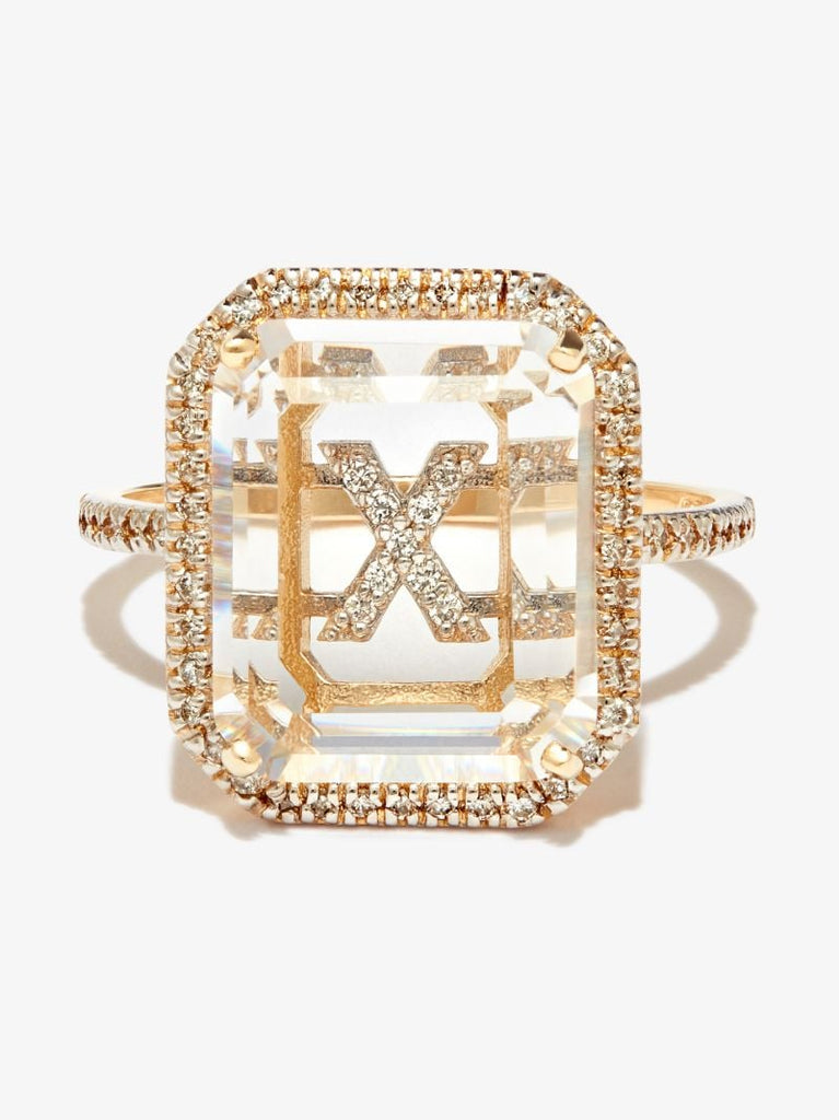 14k Yellow Gold X Initial Diamond Ring