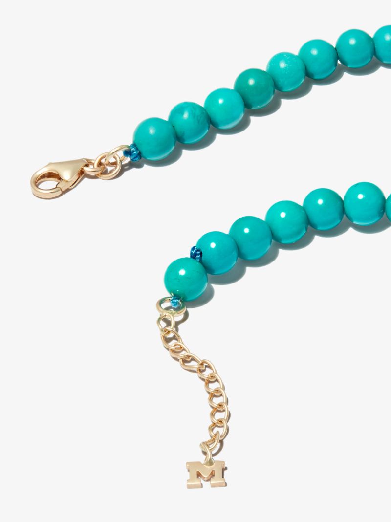 14k Yellow Gold Turquoise Beaded Necklace