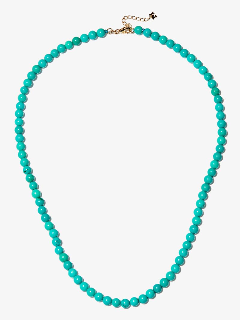 14k Yellow Gold Turquoise Beaded Necklace
